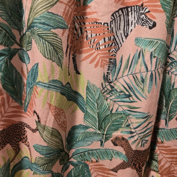 World Market Jungle/Animal Print Pajama Pants - Green and Peach - Picture 5 of 8
